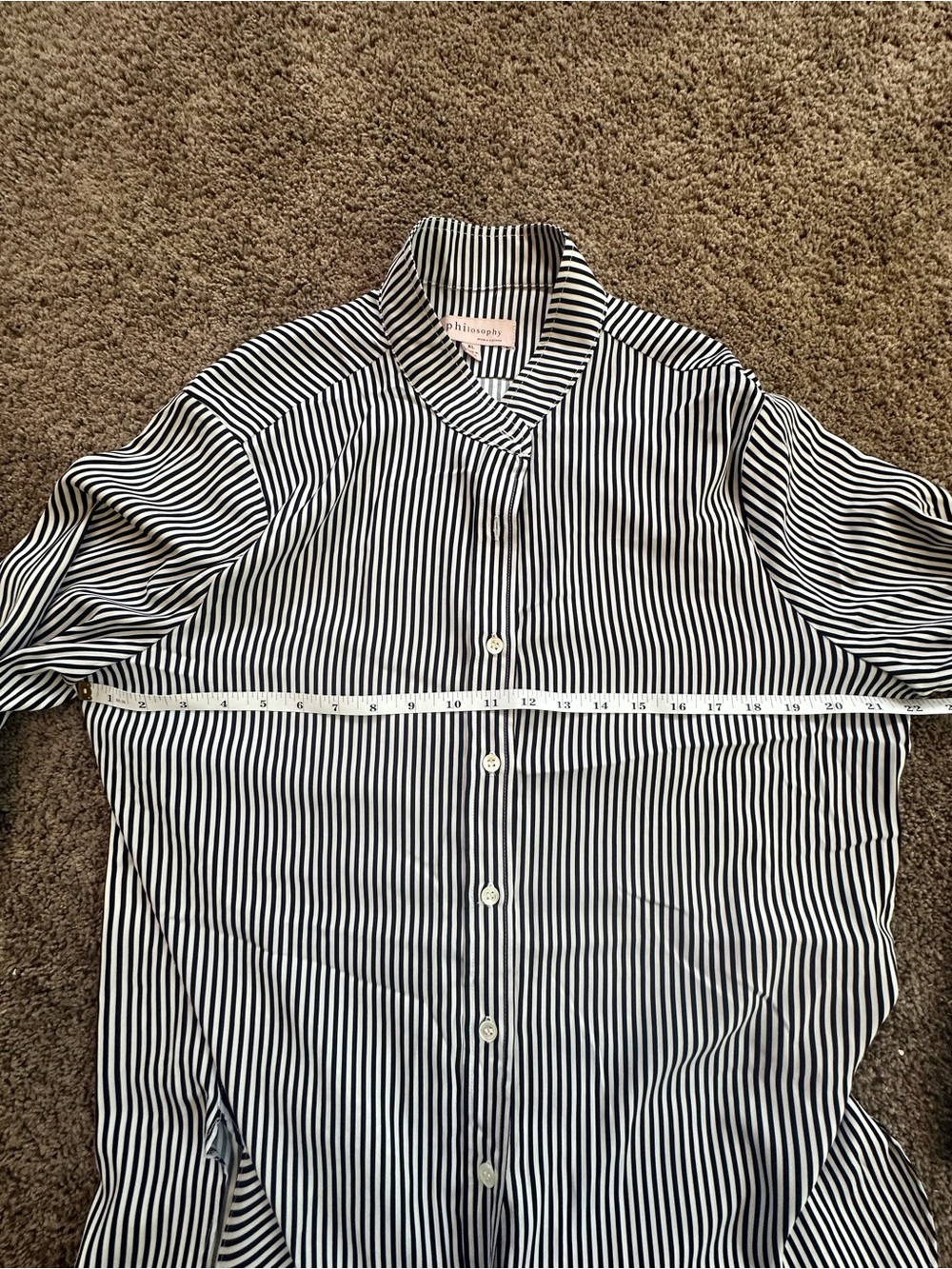 Philosophy Black & White Vertical Stripe Women’s Button-Up Shirt- XL - Picture 10 of 12
